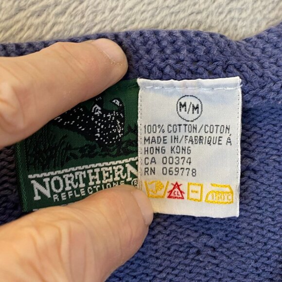 Vintage Northern Reflections Womens Sweater Medium Knit V-Neck Snowflakes Blue - Picture 4 of 8